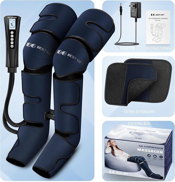 Gifts for Dad Mom Men Women Christmas Mothers Day Fathers Day Air Compression Massager with Heat for Foot Leg Calf Thigh Knee Helpful for Vericose Veins Muscle Fatigue Cramps Swelling Edema