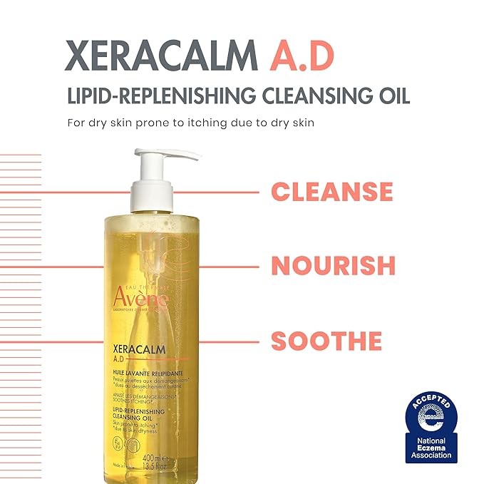 Avène XeraCalm A.D Lipid-Replenishing Cleansing Oil Atopic Dermatitis Eczema-Prone Fragrance-Free Pump 13.5 oz.