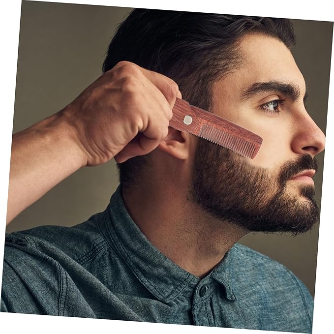 Didiseaon 3pcs Wooden Pocket Comb Mustache Comb Hair Accessory for Men Women Beard Brush Folding Beard Professional Styling Tool