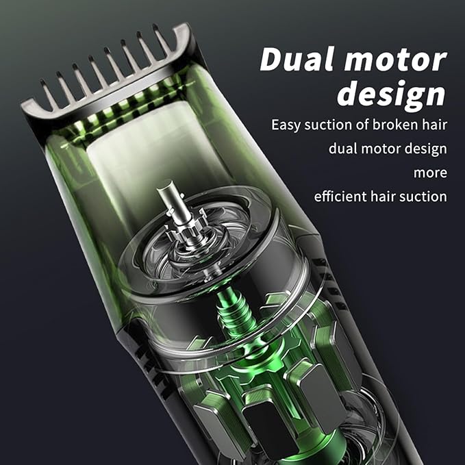 Vacuum Beard Trimmer for Men | IPX6 Waterproof Clipper Precision Beard Shaver Rechargeable Grooming Tool | 2 Adjustable Combs Portable Lightweight Design Quiet | Mustache Sideburns Facia