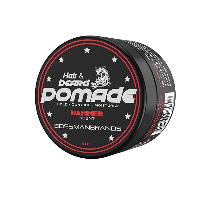Bossman Hair &amp Beard Pomade for Men (Hammer Scent) – Medium Hold &amp Moisturizing for Hair Beard &amp Mustache Styling – Made in USA