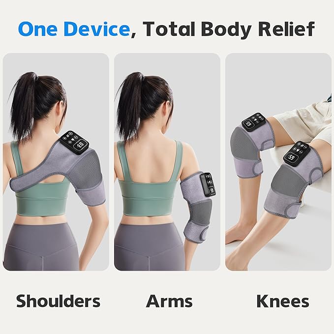 H&ampB Luxuries Heated Knee Massager 1 Pack – Cordless Knee Heating Pads with Vibration Massage Pain Relief Arthritis &amp Muscle Recovery