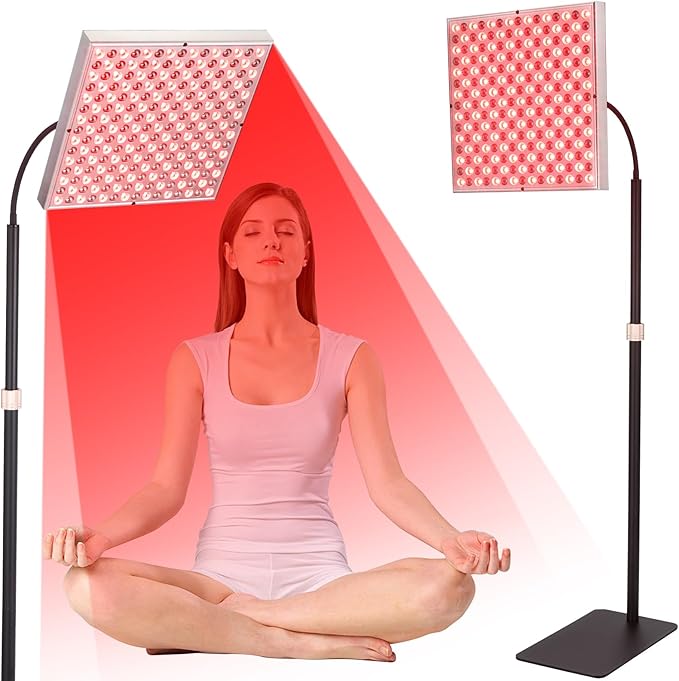 Large Panel Red Light Therapy Floor Lamp 225 LEDs Red Infrared Light Therapy Device for Full Body Home Use for Skin Rejuvenation Muscle Recovery and Joint Pain Relief