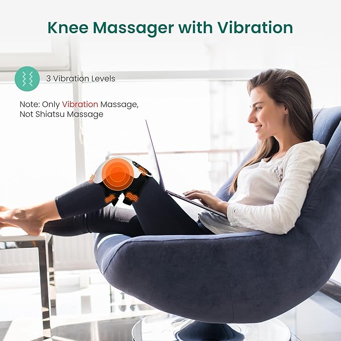 Snailax Knee Massager with Heat Red Light &amp Vibration Knee Heating Pad Heated Knee Wrap Gift for Mom Dad Men Women