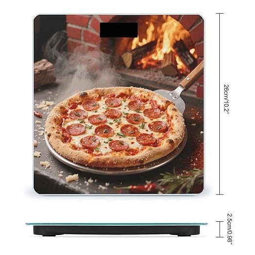 Digital Bathroom Scale for Body Weight Scale with Bright LCD Display High Accuracy Step-On Technology Auto On/Off 3D Pizza Pepperoni Digital Scales 400 Lbs /180kg