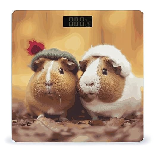 Digital Bathroom Scale for Body Weight Scale with Bright LCD Display High Accuracy Step-On Technology Auto On/Off Cute Guinea Pigs Digital Scales 400 Lbs /180kg