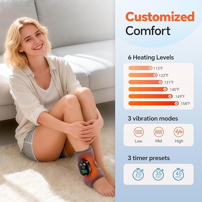 2PCS Cordless Foot Massager for Neuropathy Foot and Ankle Massager for Pain Relief 3000mAh Rechargeable Ankle Heating Pad with Massage for Circulation Gray