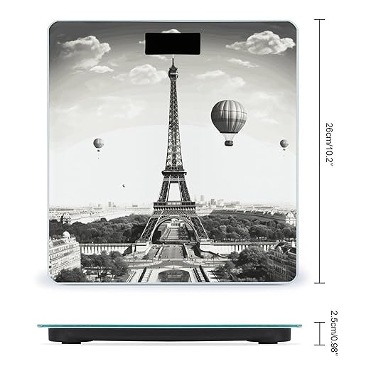 Paris Tower Scale for Body Weight Anti-Slip Digital Bathroom Scale Sturdy Toughened Glass Weighing Scales High Precision Safe Rounded Corners Smart Scales
