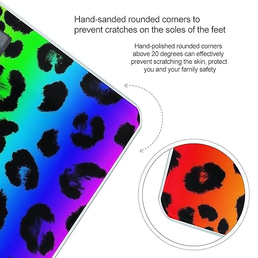 Women's Digital Bathroom Weighing Scale Automatic Switch Energy Saving Scale Smart Scale for Body Weight Colorful Cheetah Leopard Animal Print Rainbow