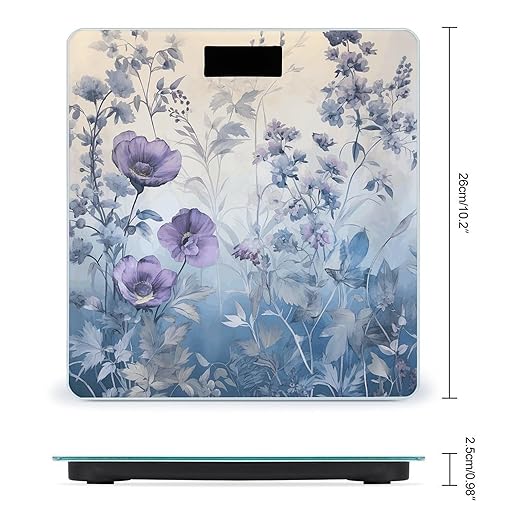 Purple Border Flowers Scale for Body Weight Smart Scales Digital Bathroom Scale High Precision Weighing Scales with Large Display Weighing Machine for People