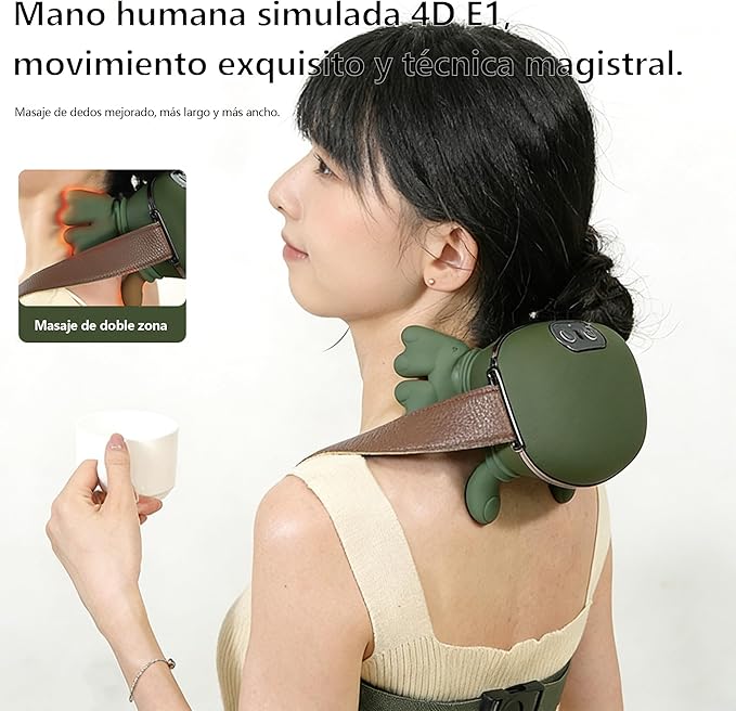 Biomimetic Heated Massager Portable Acupressure Neck and Back Massager Electric deep Tissue 4D kneading Massage Designed to Relieve Pain and Relax Muscles with Simulated Human Hands(Green)