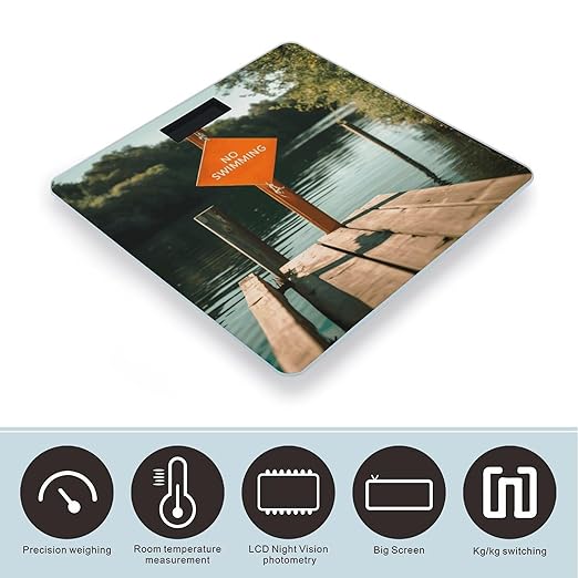Pier Sign Digital Bathroom Scale for Body Weight with High Precision Digital Weighing Scale with BMI Clear LCD Display and Step-On Measures Weight Up to 180kg