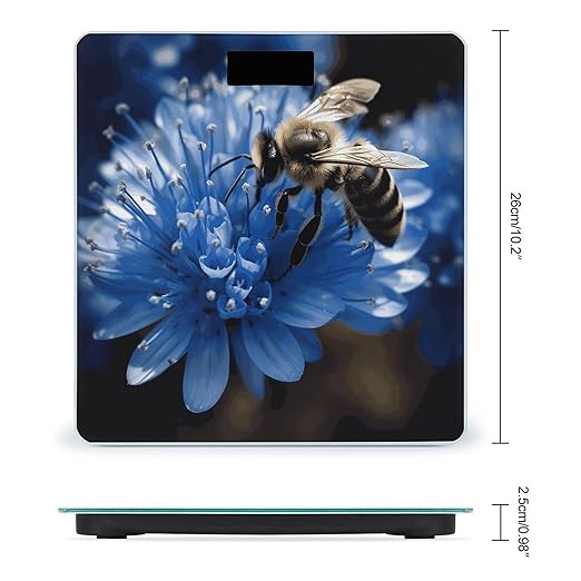 Blue Flower Bee Bathroom Scale for Body Weight Bathroom Weighing Scale with Backlit LCD Display Highly Accurate Measures Weight Up to 180kg
