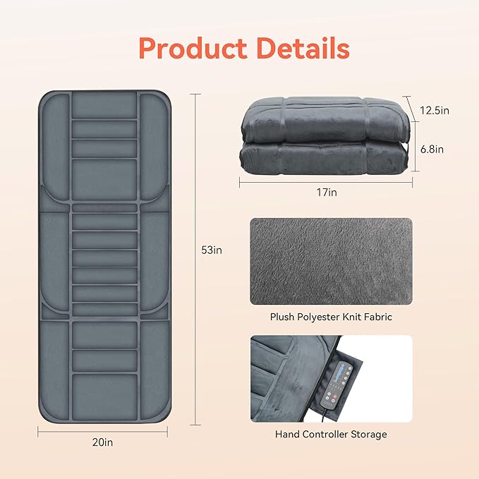 Massager Pad with Heat Gifts for Women Men Massage Mat Back Pain Relief Back Massager with Heat for Lumbar Leg Long 53