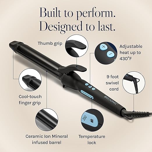 Bio Ionic Long Barrel Curling Iron with Moisture Heat Technology &amp NanoIonic MX Versatile Curling Wand - Multiple Barrel Sizes for Tight Classic Loose &amp Soft Curls