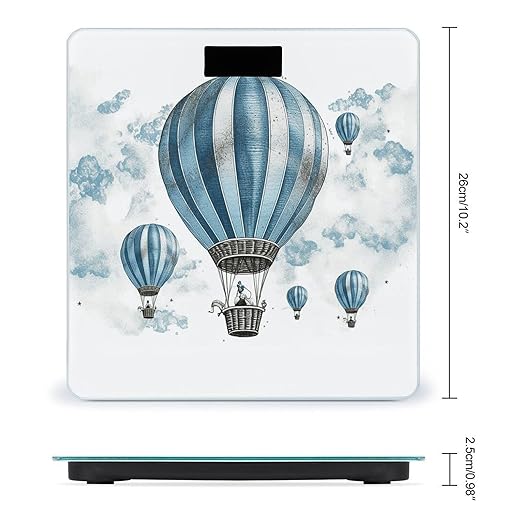 Blue Hot Air Balloon Digital Bathroom Scale for Body Weight Weighing Scale with Backlit LCD Display High Precision Measurements &amp Measures Weight Up to 180kg