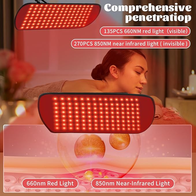 135 Red Light Therapy for Face and Body Multifunction Red Light Therapy with Stand Dual Different LEDs(660nm&amp 850nm) Light with Belt and Stand