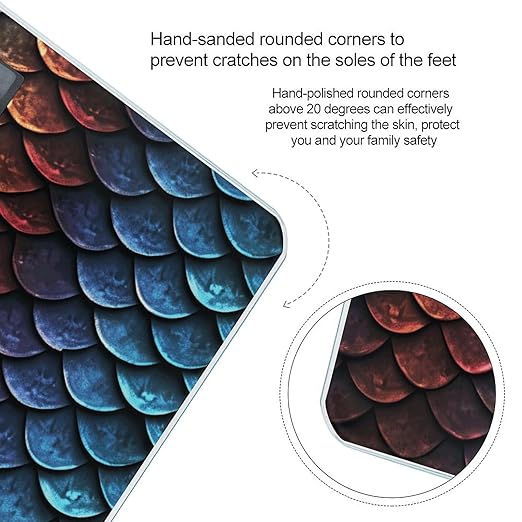 Dragon Scale Scale for Body Weight Anti-Slip Tempered Glass Digital Bathroom Scales Clear LCD Display Weighing Scale Safe Rounded Corners Smart Scales