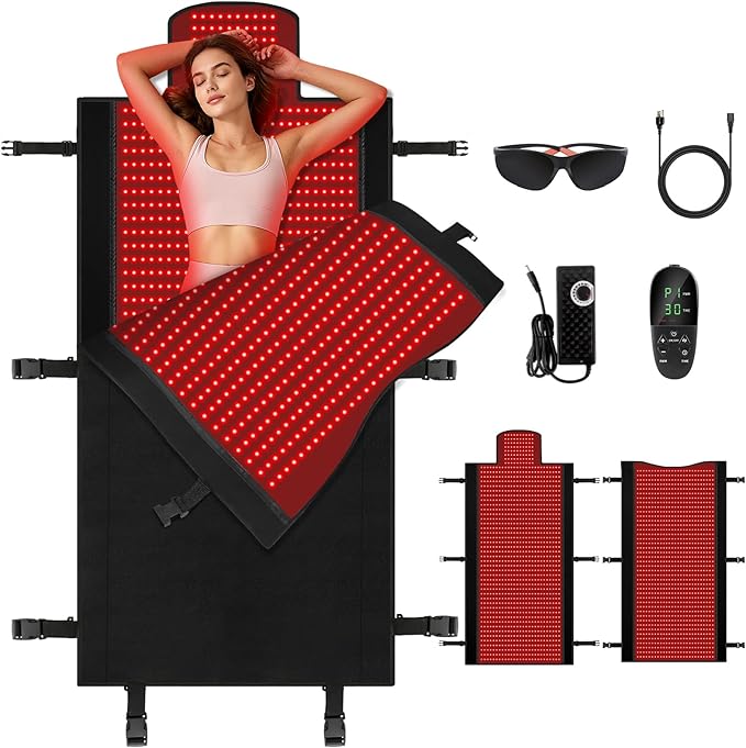 Full Body Red Light Therapy Mat Large Size Red Light Therapy for Body 660 &amp 850nm Dual Wavelength Red Light Blanket Birthday Christmas Gifts for Women Men Mom Dad Father Lover Black
