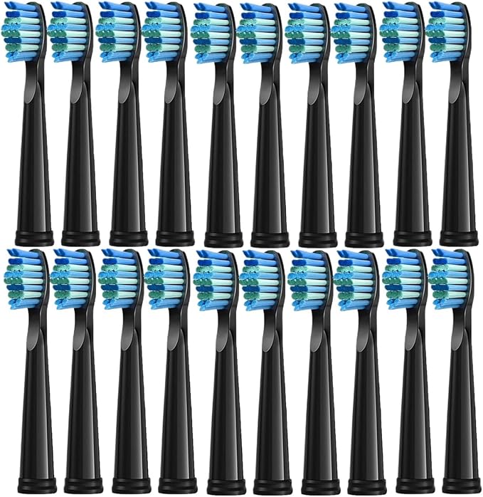 4 Pcs Electric Toothbrush Heads Compatible with Fairywill D7/D8/FW507/FW508/FW551/917/959/SG-E9(20pcs Black)