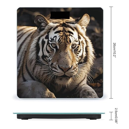 Digital Bathroom Scale for Body Weight Scale with Bright LCD Display High Accuracy Step-On Technology Auto On/Off Animal Tiger Digital Scales 400 Lbs /180kg