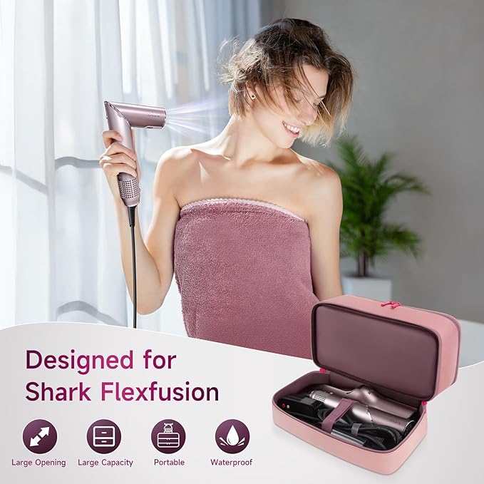 Adworte Travel Hair Dryer Case for Shark FlexFusion Portable Hair Tools Bag Double-Layer Storage Carrying Case for Shark FlexStyle Blow Dryer FlexFusion &amp Fusion Air Straightener Attachments Ho