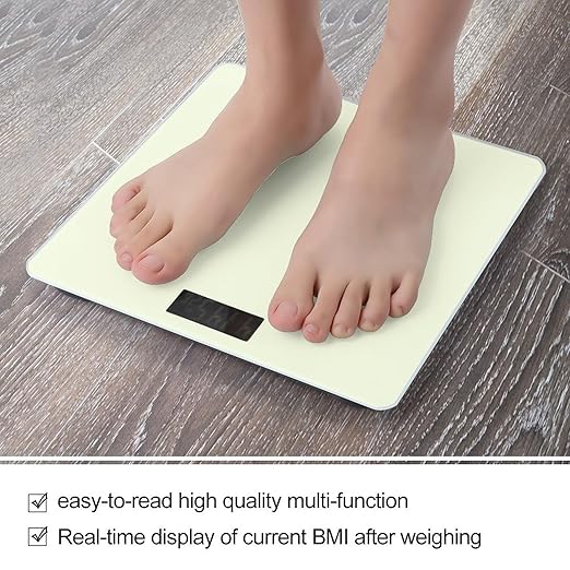 Men's Smart Scale for Body Weight Digital Bathroom Weighing Scale Automatic Switch Energy Saving Scale Milk Yellow