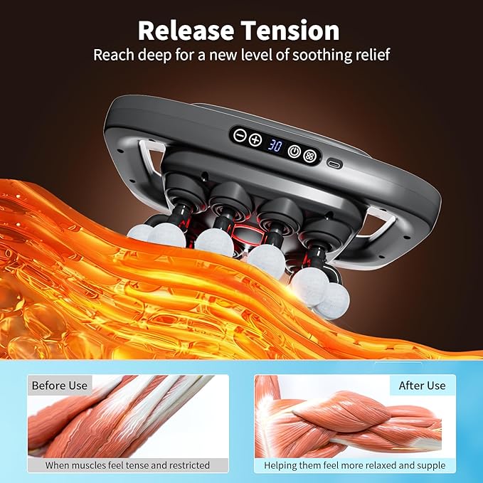 20-Head Massage Gun 30 Intensity Levels 3 Modes Deep Tissue Massager with 50KG Force &amp Noise-Free Motor for Neck Back Legs Shoulders Portable for Full Body Muscle Recovery