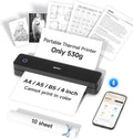 iDPRT MT610 Portable Thermal Printer 300DPI HD Mobile-Travel-Printers Inkless-Wireless-Small-Printer for Home Use Office Vehicles Bluetooth Printers Supports 8.5 x 11 US Letter&ampA4&ampA5 Dee