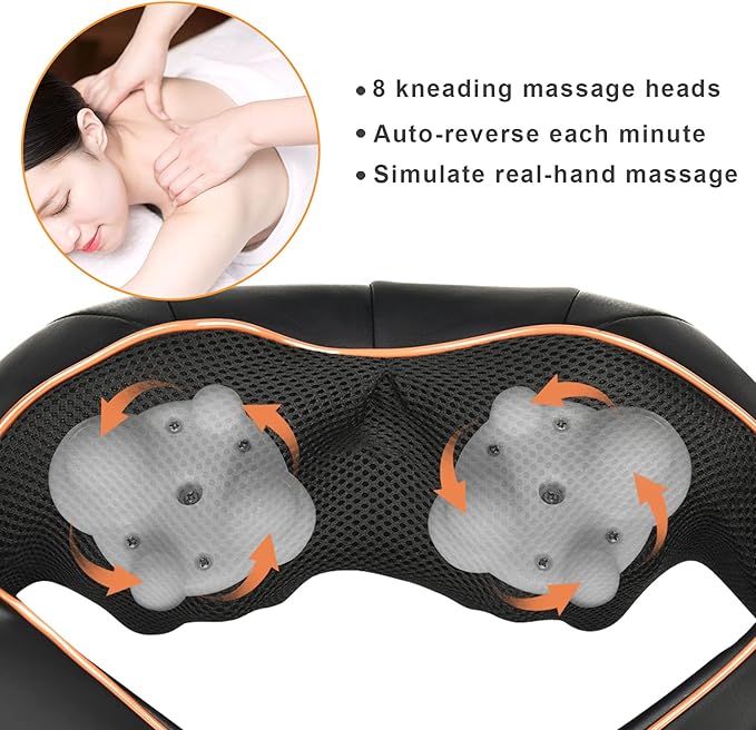 TRIDUCNA Neck Back Massager with Heat Shiatsu Electric Deep Tissue with 3D Kneading Massage 3 Intensity Levels Muscle Pain Relief for BackNeckShoulderLegs Gifts for Her/Him/Friend/Mom/Dad