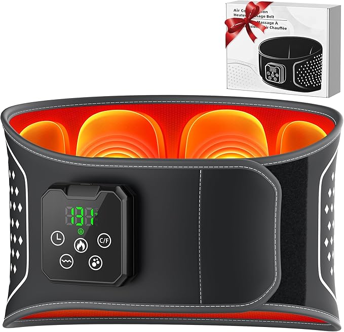Lower Back Massager with Heat Cordless Back Heating Pad with 4 Heat Levels 3 Vibration Modes &amp Air Compression Pain Relief Gifts for Women Men Mom &amp Dad