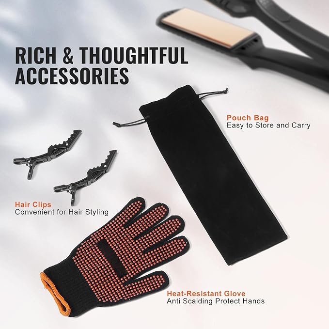 Happybuy Titanium Hair Straightener - Your Ideal Styling Companion! This 1.5 - inch Straightener Features Infrared Heating an LCD Display and 19 Temperature Options from 210°F - 450°F.