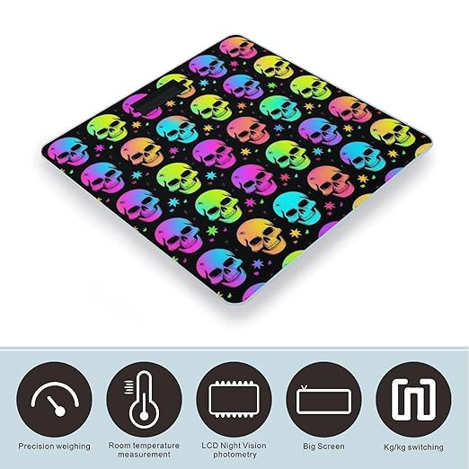 Women's Digital Bathroom Weighing Scale Automatic Switch Energy Saving Scale Smart Scale for Body Weight Neon Gothic Skulls