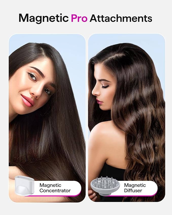 Wavytalk Hair Dryer Wavytalk Turblow Pro Fast Drying Blow Dryer with Diffuser High Speed Hair Dryer with 110000 RPM Pro Negative Ions for Less Damage Frizz Smoothing 3 Speeds &amp 3 Temps White