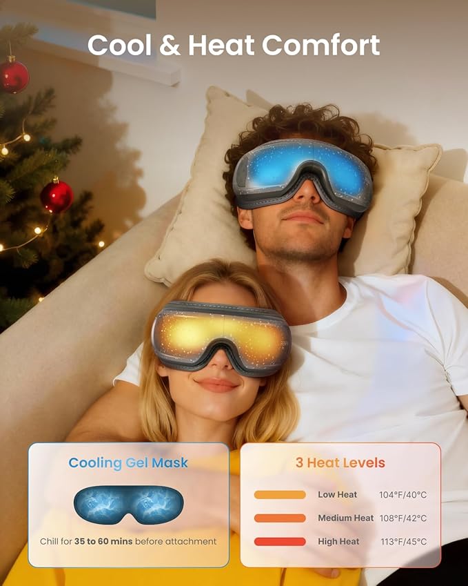 RENPHO Limited Edition Eye Massager with Heat and Cooling Voice Control FSA Eligible HSA Mothers Day Birthday Gifts for Mom Women Men Her Him Eye Mask for Migraines Relief Eyeris 3 Reduce Dry Eyes