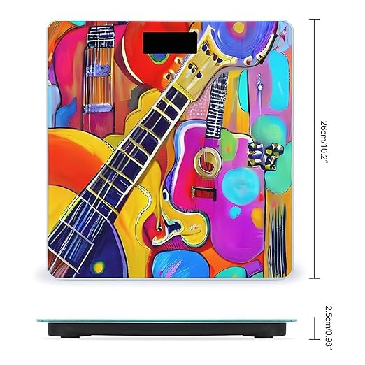 Digital Bathroom Scale for Body Weight Scale with Bright LCD Display High Accuracy Step-On Technology Auto On/Off Color Acoustic and Guitars Digital Scales 400 Lbs /180kg