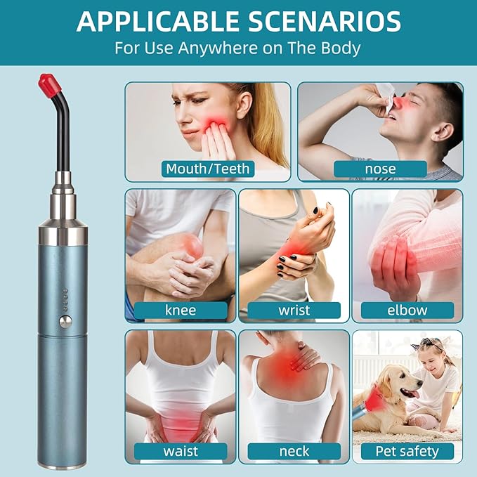 8-LED Handheld Red Light Therapy Wand for Face &amp Body 5200mAh Portable Near Infrared Light Device for Cold Sore &amp Joint Pain Relief 10Hz Pulse 460/660/850/940nm Multi-Wave Torch