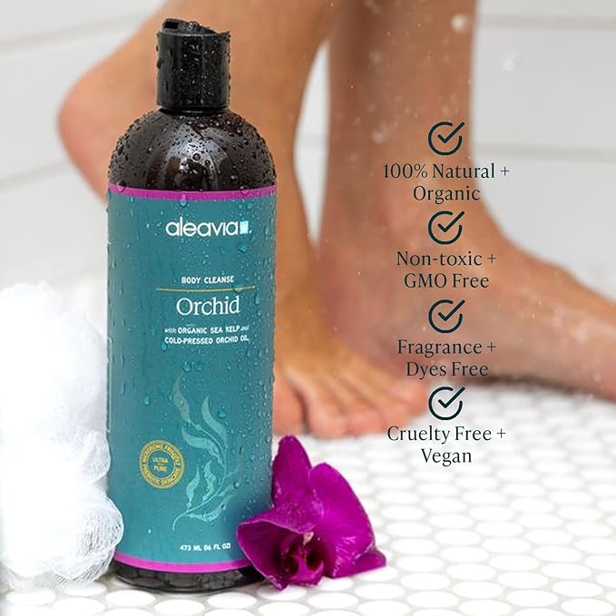 Aleavia Body Cleanse – Organic &amp All-Natural Prebiotic Body Wash with Pure Cold-Pressed Orchid Oil – Nourish Your Skin Microbiome – 16 Oz