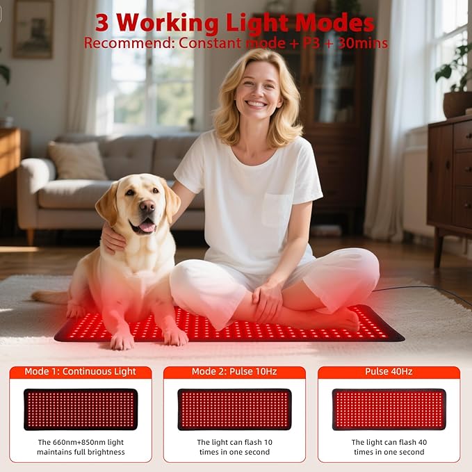 Red Infrared Light Therapy Mat for Body 31.75 x 11.5 Red Light Pad Upgraded 3 Chips in 1 Beads 360pcs LEDs 660nm 850nm RLT Device for Body Back Shoulder Knee Joint Pain Relief Ideal Gift