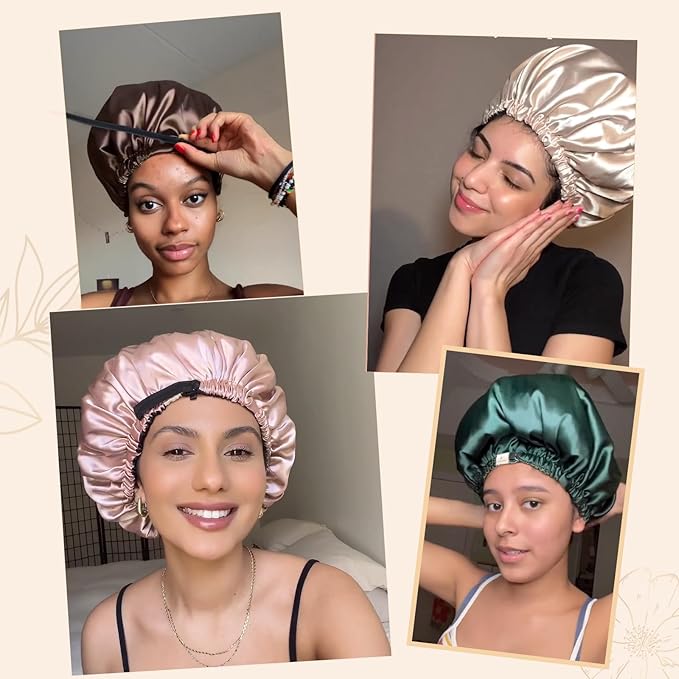 YANIBEST Double Layer Satin Bonnet and heatless Hair Curler
