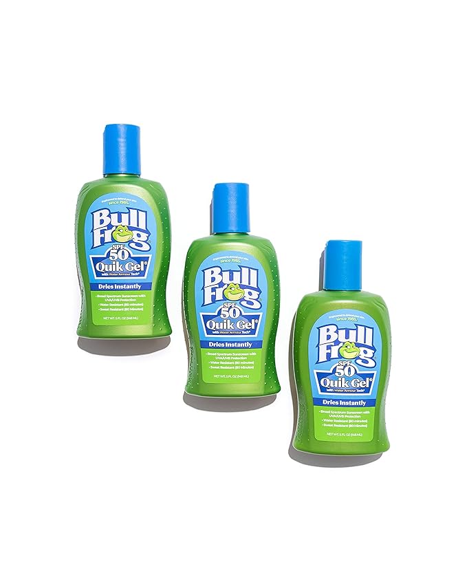 Bullfrog Quik Gel Sunscreen SPF 50 | Oxybenzone &amp Octinoxate Free | Broad Spectrum Moisturizing UVA/UVB 5oz 3 pack…