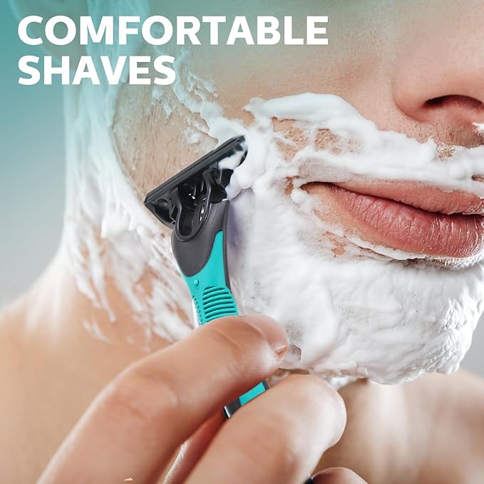 200 Pcs Men's Disposable Razors Bulk 3 Blade Men Razors for Head Sensitive Skin Comfortable Shave