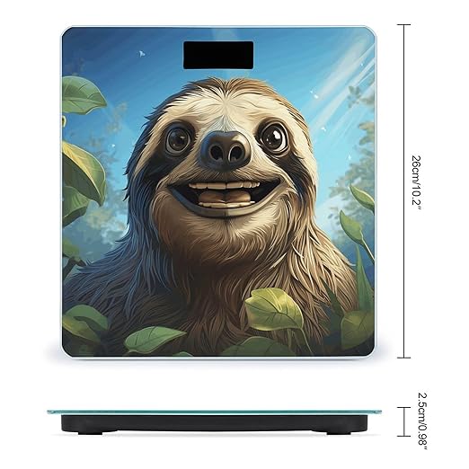 Cartoon Funny Sloth Bathroom Scale Rounded Smart Scale for Body Weight Automatic Power On/Off Weight Scales Accurate Bathroom Digital Scales for Pet Home Bedroom Kitchen