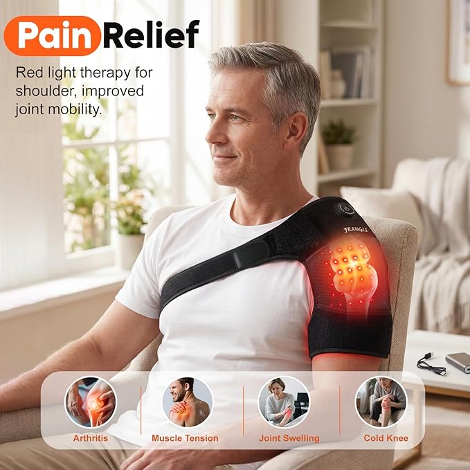 Red-Light-Therapy Infrared Light Knee Brace Wireless Rechargeable for Knee Shoulder Pain Relief 660nm &amp 850nm Infrared Therapy Heated Device for Knee/Shoulder/Joint/Elbow Gifts for Women Men