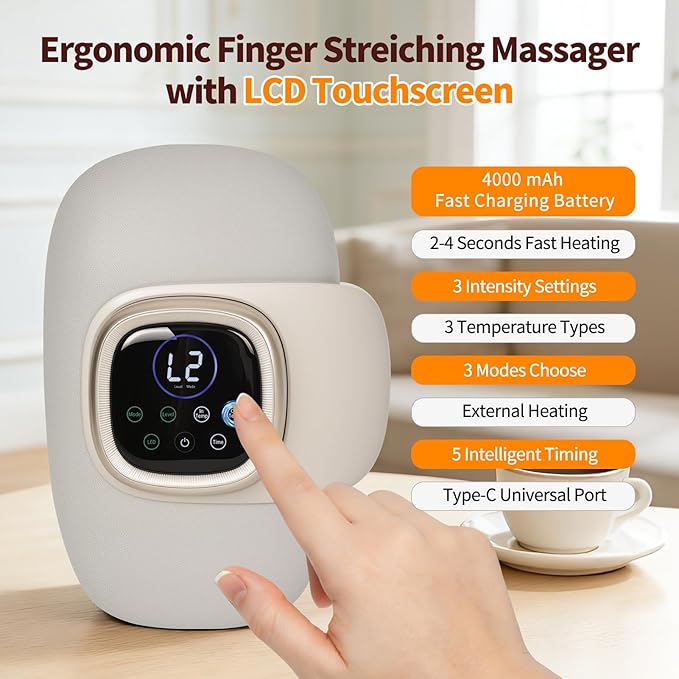 Hand Massager with Heat and Compression for Arthritist Women and MenCordless Electric Hand held Massager for Arthritis and Carpal Tunnel with Touchscreen &amp Palm Roller