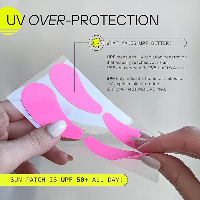 Sun Patch Reusable Sun Screen Silicone Patches For UV Protection &amp Face Sunscreen Sun Face Patches For Sun Exposure UV Shield Silicone Sun Block (1 Pack/4 Pairs) (Pink) (Golf Surf Swim Ski)