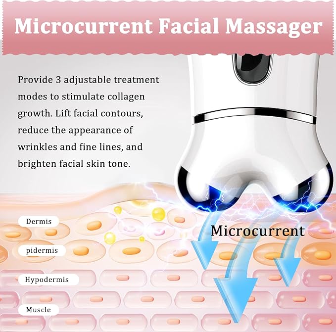 Microcurrent Face Device USB Micro Current Faci-al Shaping Tool for Facial Wrinkle Removal and Anti-AgingMini Microcurrent Face Lift Device for Face Lifting and Facial Sculpting (White)