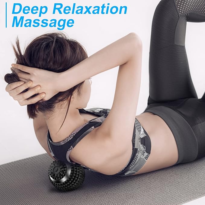 Uppye Vibrating Ball Massager 4-Speed High-Intensity Fitness Lacrosse Ball Mobility Ball for Workout Recovery Deep Tissue Massager for Pain Relief and Trigger Point Treatment (Black)