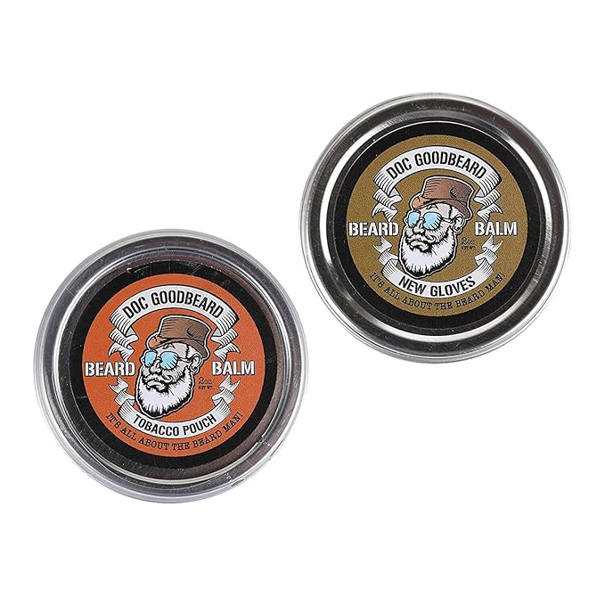 Doc Goodbeard Beard Balm Kit Includes 1 New Gloves Balm and 1 TB Pouch Balm for men All-Natural No Greasy Locks in Moisture for Skin and Beard Promote Beard Growth
