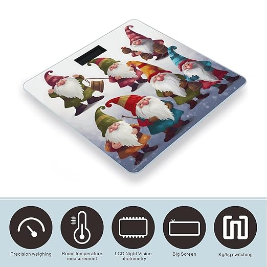 Xmas Funny Gnomes Smart Scale for Body Weight Accurate Bathroom Scale with LED Display Digital Weight Scales Weighing Machine High Precision Scales for Bath Home